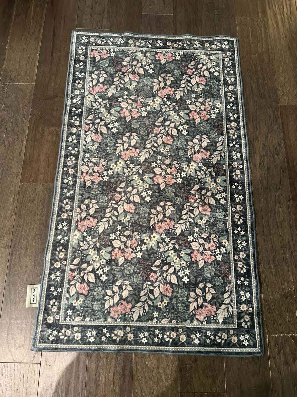 HUNTER Floral Accent Rug 2x3 Blue Pink Leaf Border